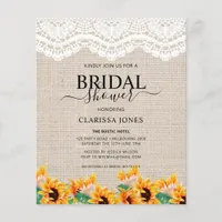 BUDGET Rustic Burlap Lace Bridal Shower Invitation