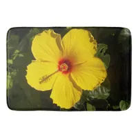 Yellow Hibiscus Flower Large Bath Mat