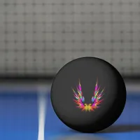 Phoenix - colorful fractal art on black ping pong ball