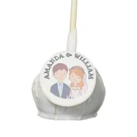 Simple, Cartoon-Iike  Spouses Illustration Wedding Cake Pops