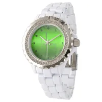 Green Brushed Metal Glitter Monogram Simple | Watch