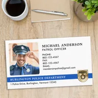Police Officer Custom Law Enforcement Photo Logo Business Card