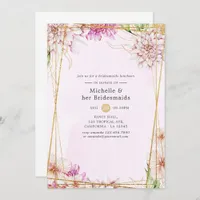 Pink & Gold Floral Geometric Bridesmaids Luncheon Invitation