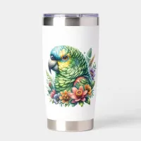 Beautiful Watercolor Amazon Parrot Personalized Insulated Tumbler