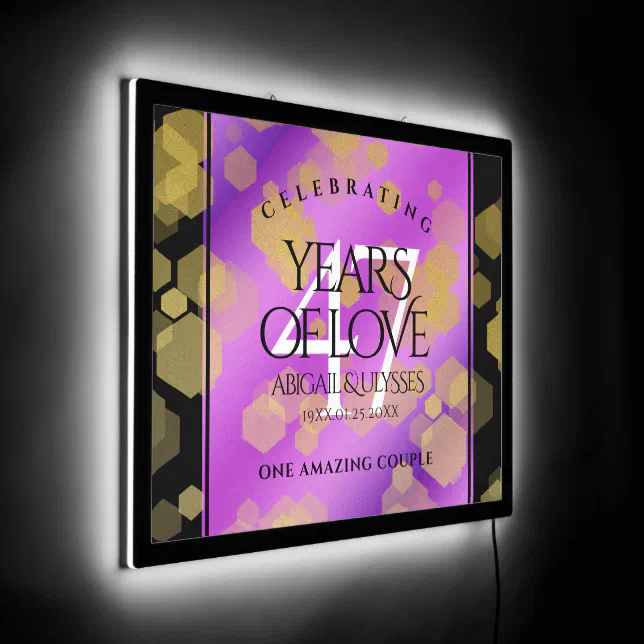 Elegant 47th Amethyst Wedding Anniversary LED Sign