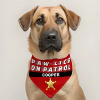 Paw-lice on Patrol Red Name Pet Bandana Collar