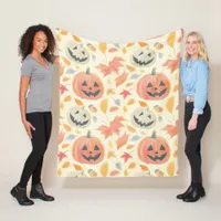 Kids Sketch Soft Pastel Autumn Halloween Pumpkin  Fleece Blanket