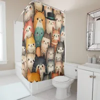 Cute cartoon bunch of cats and kittens shower curtain