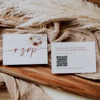 Boho Floral Wedding RSVP Card with QR code