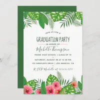 Watercolor tropical Graduation Party Invitation