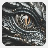 Steampunk Dragon Eye Closeup Ai Art Square Sticker