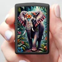 Floral Elephant In Jungle Zippo Lighter