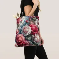 Timeless Rose Floral Charm Tote Bag