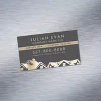 Modern Black & Gold Roofing Handyman Repair Business Card Magnet