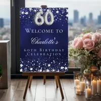 60th Birthday blue silver stars welcome party Foam Board