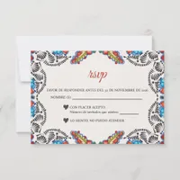 Fiesta Colorful Flowers Botanical Spanish Wedding RSVP Card