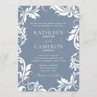 Elegant Wedding Invitation | Vines (Dusty Blue)