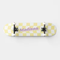 Girl Name Yellow White Checker Pattern Retro Skateboard