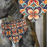 Revisited Mexican folk art floral Pet Bandana Collar