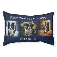 Reserved for the Dog Multi Photo Collage Navy Blue Pet Bed