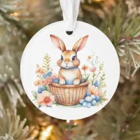 Vintage Watercolor Easter Bunny Rabbit Personalize Ornament