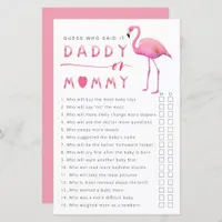 Flamingo Baby Shower Guess Who Said It Game