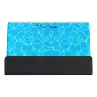 Aqua Water Pattern With Reflection Waves Desk Business Card Holder