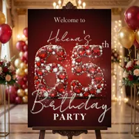 Glamorous Ruby Red Diamond 65th Birthday Welcome Foam Board