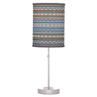 Southwest Style Blue and Brown Geometric Pattern Table Lamp