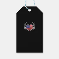 Skeleton Hand Heart 4th Of American Flag Patriotic Gift Tags