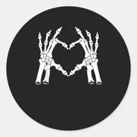 Halloween Skeleton Heart Hand Minimal Look Classic Round Sticker