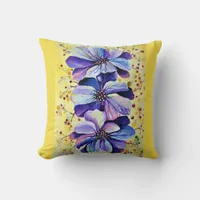 Delphinium  flowers painting throw pillow