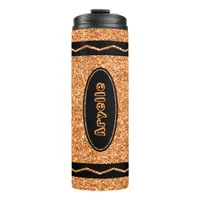 Orange Glitter Crayon Custom Name DrInk Tumbler