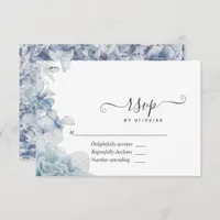 Dusty Blue Floral Wedding RSVP Card