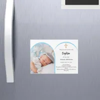 Blue photo arch boy cross Baptism Magnetic Invitation