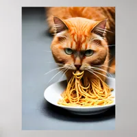 Ginger Cat Eating Spaghetti Poster