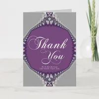 Silver Lace Purple Thank You Card