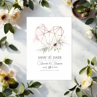 Rustic Elegance Geometric Heart QR Code Save The Date