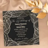 Golden Elegant Luxurious Line Art Motif Wedding Invitation