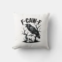 Halloween F-Caw-F Bird Crow Women Men Retro Classi Throw Pillow