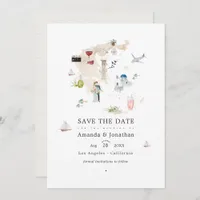 Watercolor Map of Greece Destination Wedding Photo Save The Date