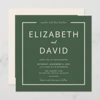 Rustic Warm Green Modern Minimalist Wedding Invitation