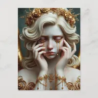 Angel crying golden tears postcard