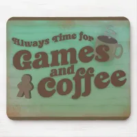 Coffee Plus Games Fun Time Retro Design Mouse Pad