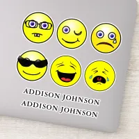 Expressive Emoji Face 6 Collection Custom Name 8" Sticker