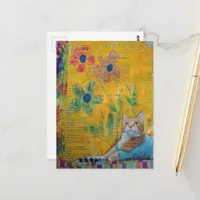 A Cool Kitty Mixed Media Collage Postcard