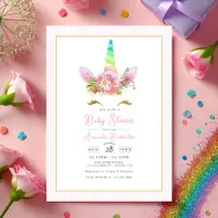 Rainbow Unicorn Baby Shower Invitation