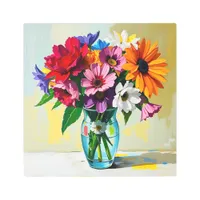 Vibrant Colorful Vase of Flowers Metal Print
