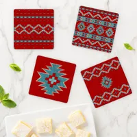 Southwest Mesas Assorted Turquoise & Red Coaster Set