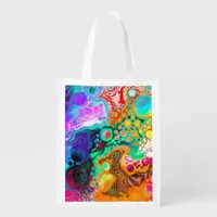 Blue, Black, Purple, Yellow colorful    Grocery Bag